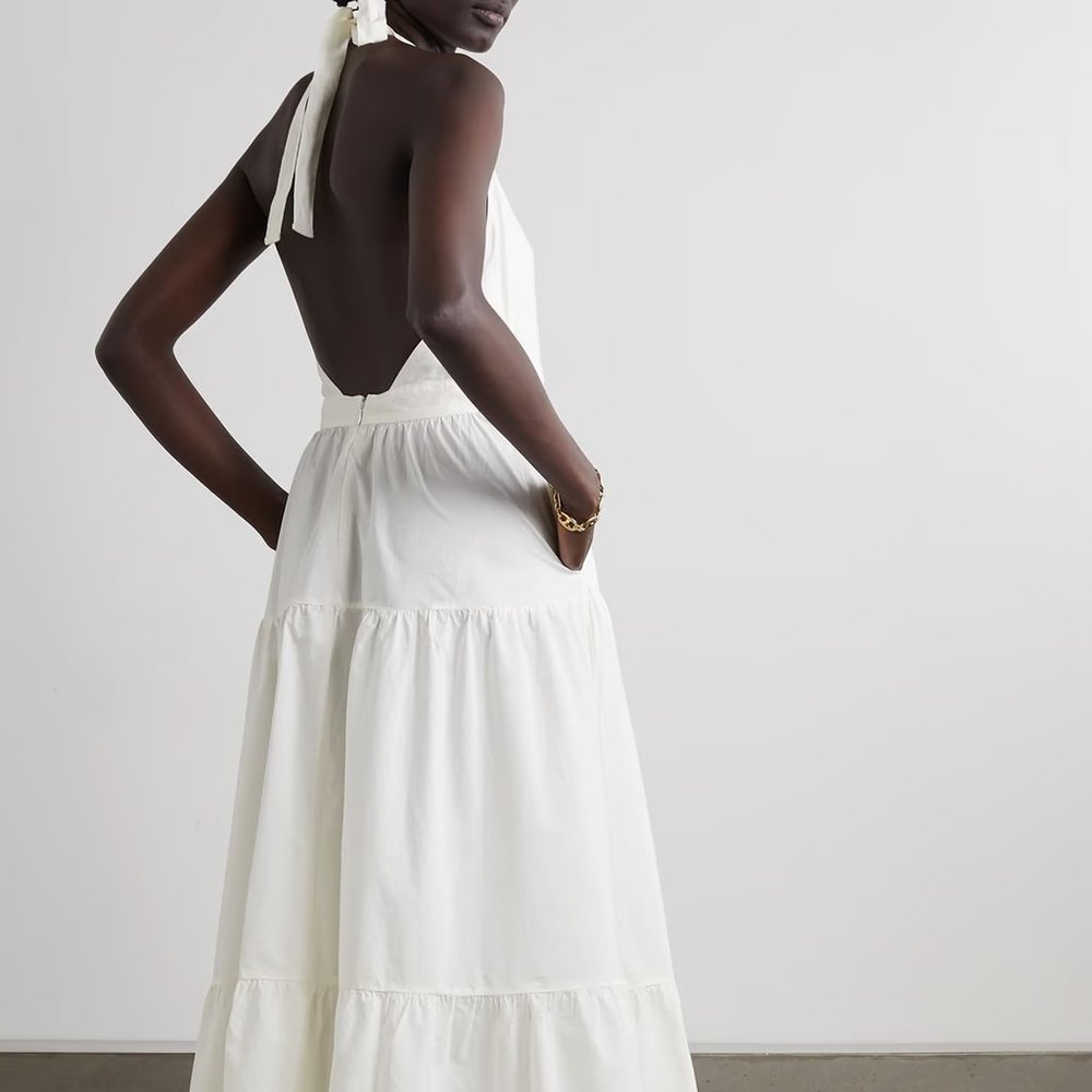 EMPORIO SIRENUSE Colette tiered cotton-poplin halterneck maxi dress - Picture 3 of 4